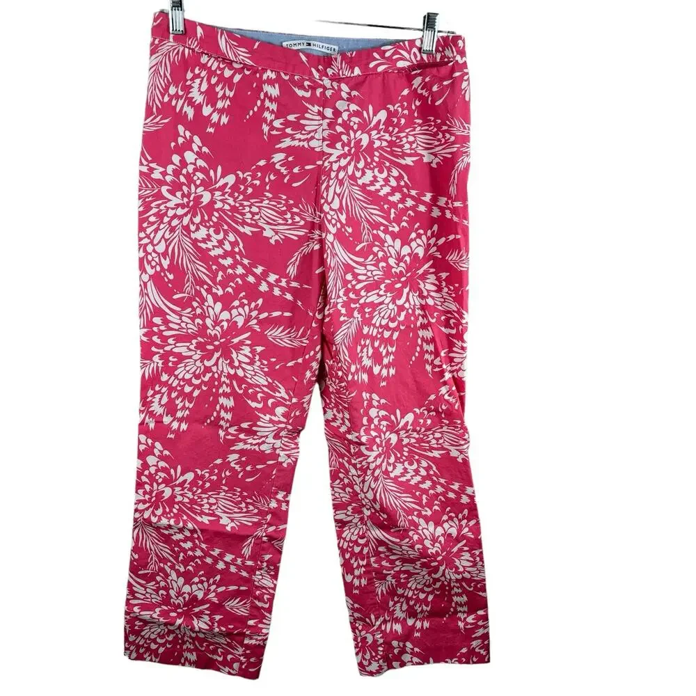 Tommy Hilfiger Women's Size 10 Pink Straight Leg‎ Floral Comfort Summer Pants
